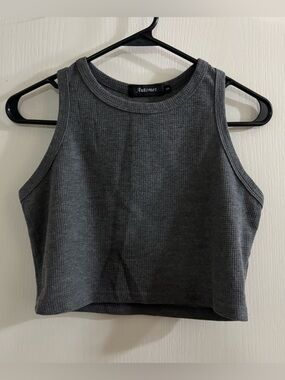 Automet Dark Gray Ribbed Crop Tank